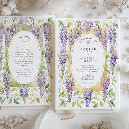 Romantische Art Nouveau Wisteria Gouden Bruiloft Kaart
