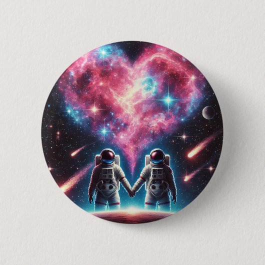 Romantische Astronaut Pin Button (Voorkant)