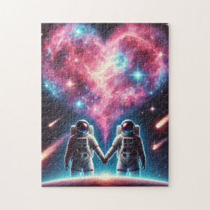 Romantische Astronaut Puzzel – Heart Nebula Design