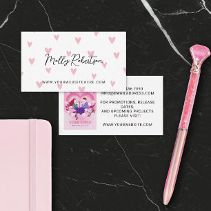 Romantische auteur schrijfster met mooie roze hart visitekaartje