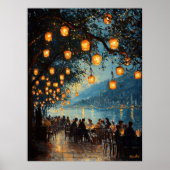 Romantische avond aan het meer in impressionistisc poster (Voorkant)