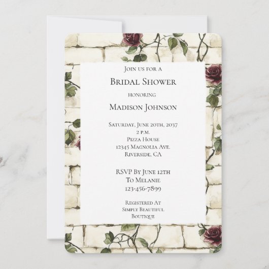 Romantische bakstenen muur rode rozen Vrijgezellen Kaart (Voorkant)