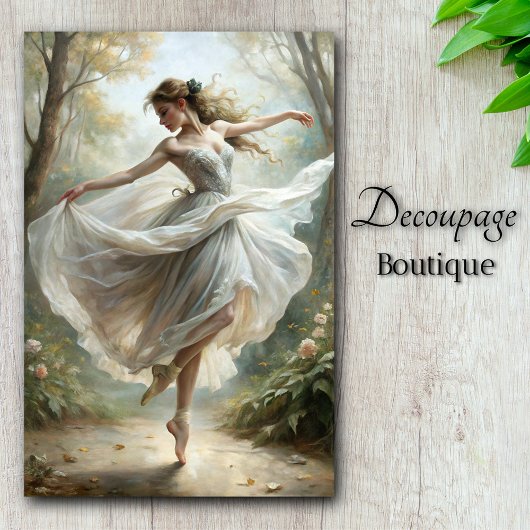 Romantische Ballerina Dans Bos Decoupage Tissuepapier