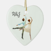 Romantische Balletdansers - Uw Initialen & Tekst Keramisch Ornament (Rechts)