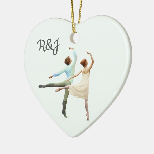 Romantische Balletdansers - Uw Initialen & Tekst Keramisch Ornament (Links)