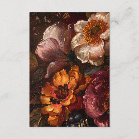 Romantische Barok Bloemen Schilderij Bruiloft Deta Informatiekaartje (Achterkant)