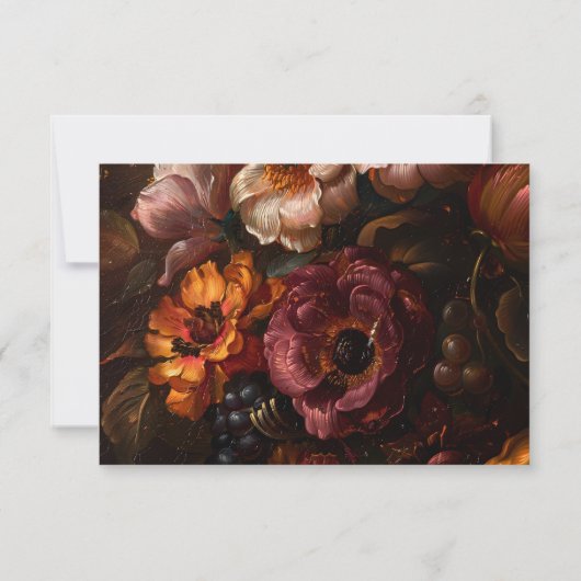 Romantische Barok Bloemen Schilderij Bruiloft RSVP Kaartje (Achterkant)