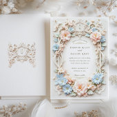 Romantische barokke bruiloft met bloemaccenten kaart
