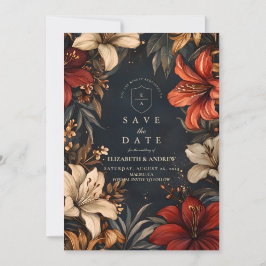 Romantische barokke bruiloft save the date (Voorkant)