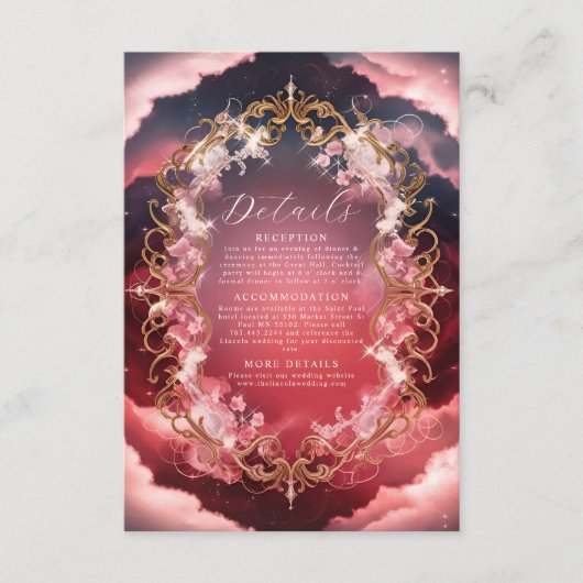 Romantische barokke thema mystieke bruiloft informatiekaartje (Voorkant)