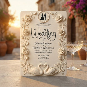 Romantische Barokrozen & Silhouetlijst Trouwdag Kaart