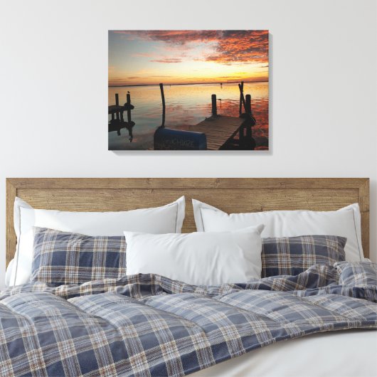 Romantische Bay Sunset Canvas Afdruk (Insitu (Slaapkamer))