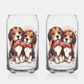 Romantische Beagle Puppy Liefde Illustratie Blikvorm Glas (Voorkant)