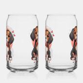 Romantische Beagle Puppy Liefde Illustratie Blikvorm Glas (Links)