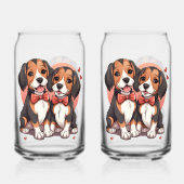 Romantische Beagle Puppy Liefde Illustratie Blikvorm Glas (Achterkant)