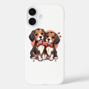 Romantische Beagle Puppy Liefde Illustratie iPhone 16 Hoesje