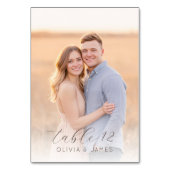 Romantische Beige Blauwe Foto Kaart (Voorkant)