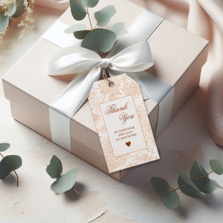 Romantische Beige Bloemige Trouw Dank Je Cadeaulabel