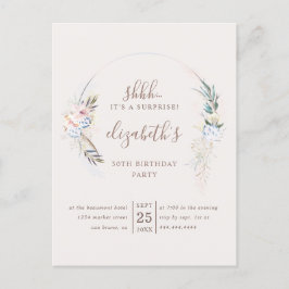 Romantische Beige Blossom Waterverf Surprise Party Uitnodiging Briefkaart