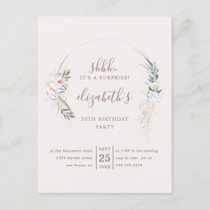 Romantische Beige Blossom Waterverf Surprise Party Uitnodiging Briefkaart