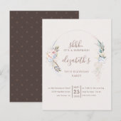 Romantische Beige Blossom Waterverf Surprise Party Uitnodiging Briefkaart (Voorkant / Achterkant)