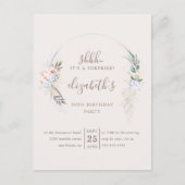 Romantische Beige Blossom Waterverf Surprise Party Uitnodiging Briefkaart (Voorkant)