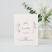 Romantische Beige Blossom Waterverf Surprise Party Uitnodiging Briefkaart (Staand voorkant)