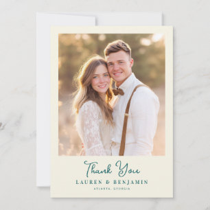 Romantische Beige Elegante Foto Bedankkaart