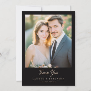 Romantische Beige Elegante Foto Bedankkaart