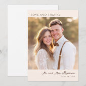 Romantische Beige Elegante Foto Bedankkaart (Voorkant / Achterkant)