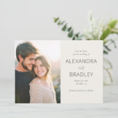 Romantische Beige Elegante Foto Save The Date (Staand voorkant)
