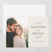Romantische Beige Elegante Foto Save The Date (Voorkant / Achterkant)