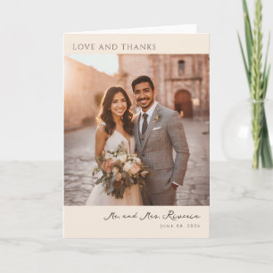 Romantische Beige Foto Bedankkaart