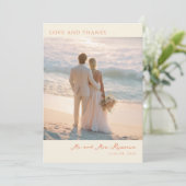 Romantische Beige Foto Bedankkaart (Staand voorkant)