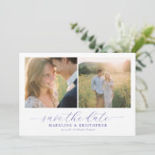 Romantische beige fotocollage save the date (Staand voorkant)