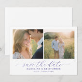 Romantische beige fotocollage save the date (Voorkant / Achterkant)