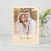 Romantische Beige Klassieke Foto Bedankkaart (Staand voorkant)
