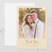 Romantische Beige Klassieke Foto Bedankkaart (Voorkant / Achterkant)