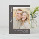 Romantische Beige Klassieke Foto Save The Date (Staand voorkant)