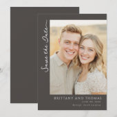 Romantische Beige Klassieke Foto Save The Date (Voorkant / Achterkant)