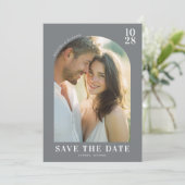 Romantische Beige Minimalistische Foto Save The Date (Staand voorkant)