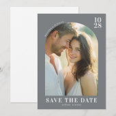 Romantische Beige Minimalistische Foto Save The Date (Voorkant / Achterkant)