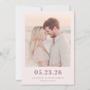 Romantische Beige Minimalistische Foto Save The Date