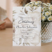 Romantische beige pioenen Floral  Zoondoop Kaart