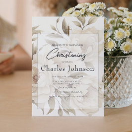 Romantische beige pioenen Floral  Zoondoop Kaart