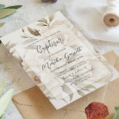 Romantische Beige Pioenjes Bloemen  Meisje Doop Kaart