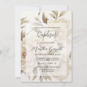 Romantische Beige Pioenjes Bloemen  Meisje Doop Kaart (Voorkant)