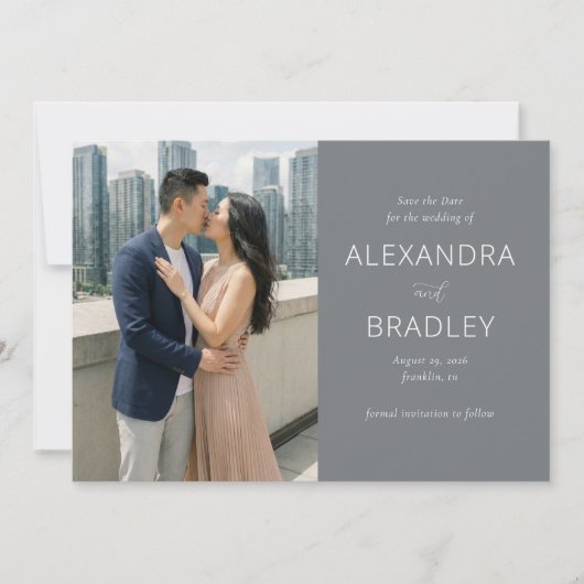 Romantische Beige Stadsfoto Save The Date (Voorkant)