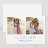 Romantische beige strandfotocollage save the date (Voorkant / Achterkant)