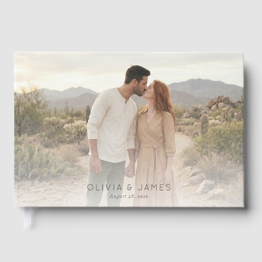 Romantische Beige Woestijn Foto Gastenboek (Voorkant)